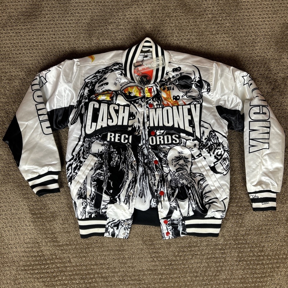 Headgear Classics Cash Money Records Satin  Jacket‎ White/Black Size: Small NWT